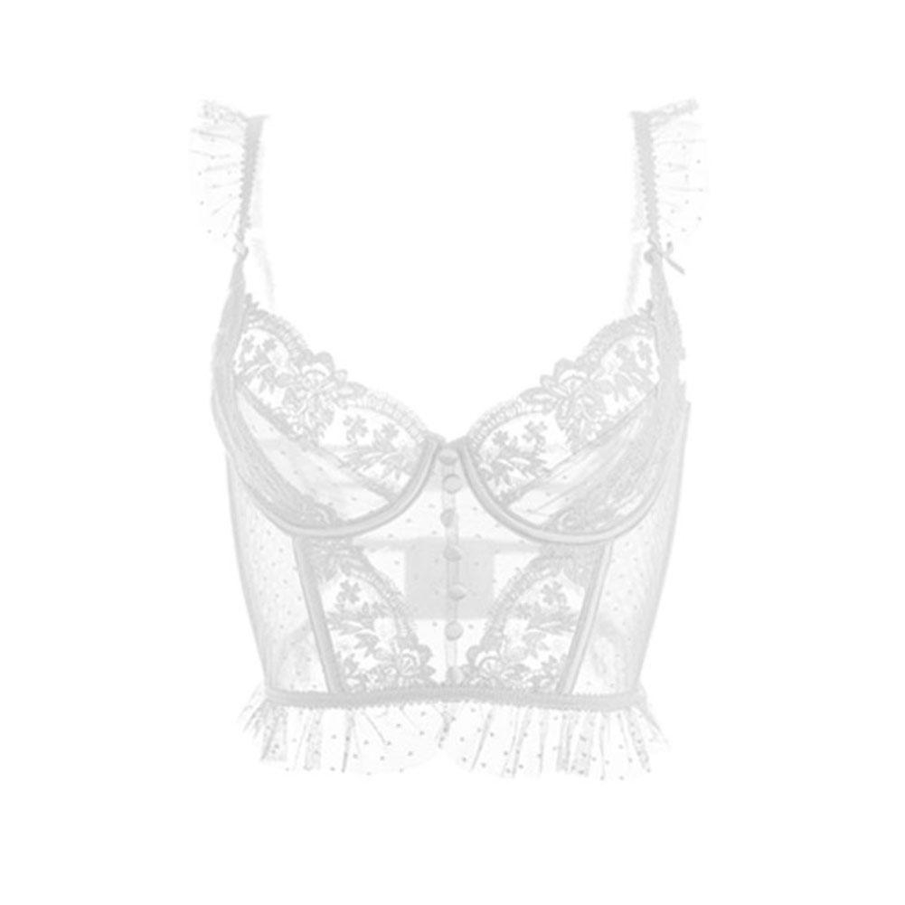 

Varsbaby кружевной прозрачный бюстгальтер дышащий без подкладки на косточках длинный бюстгальтер с двумя пряжками S белый