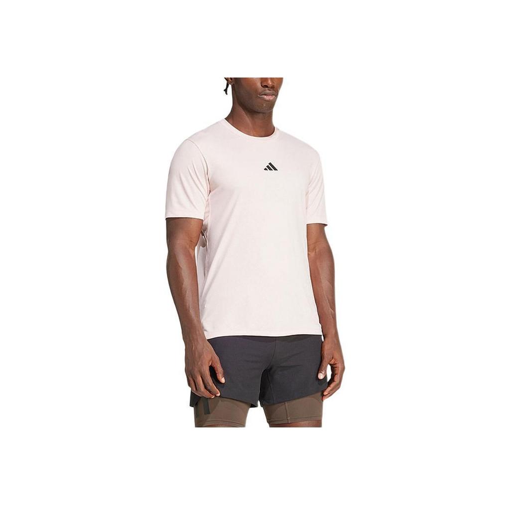 Adidas Power Workout Round Neck Casual Short Sleeve T-Shirt Men Tops Sand-Pink Black IX9092