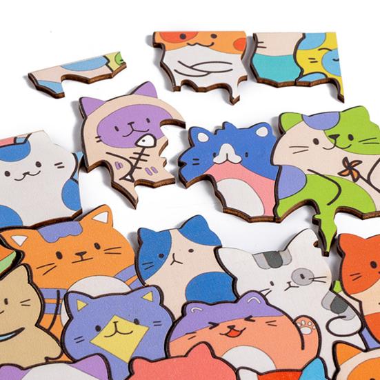 Yousheng DIY Wooden Cat Coloring Puzzle with Frame Pens 2-in-1 Coloring Irregular Jigsaw Puzzle Craft Kit 3D Puzzle Photo Frame Ornament Decoration