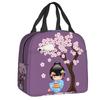 Custom Japanese Girl Sakura Kokeshi Doll Lunch Bag Men Women Warm Cooler Insulated Lunch Box for Kids School Children