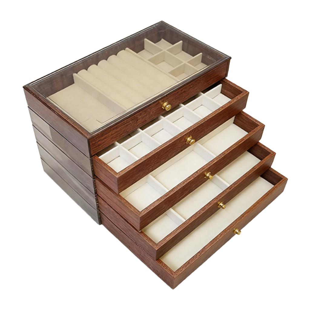 Jewelry Storage Box Minimalist Wood Lining Large Capacity Jewelry Box for Rings Necklaces Earrings