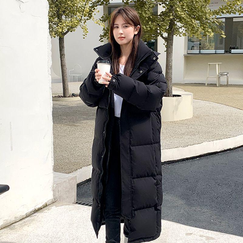 Women's Extra Long Over-the-Knee White Duck Down Jacket for Winter