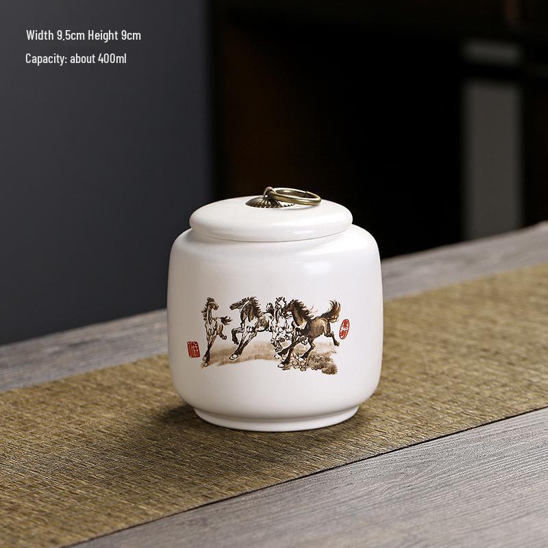 Small Ceramic Tea Caddy: Moisture-Proof, Sealed White Porcelain Jar