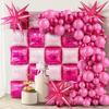 50pcs Hot Pink Square Foil Balloons Wall Double Sided Wedding Balloons Backdrop Arch Kit for Anniversary Valentines Day
