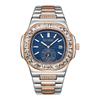 Business Men's Watches Shiny Diamond Case Fashion Quartz Wristwatch Stainless Steel Strap Waterproof 30M Calendar Reloj Hombre
