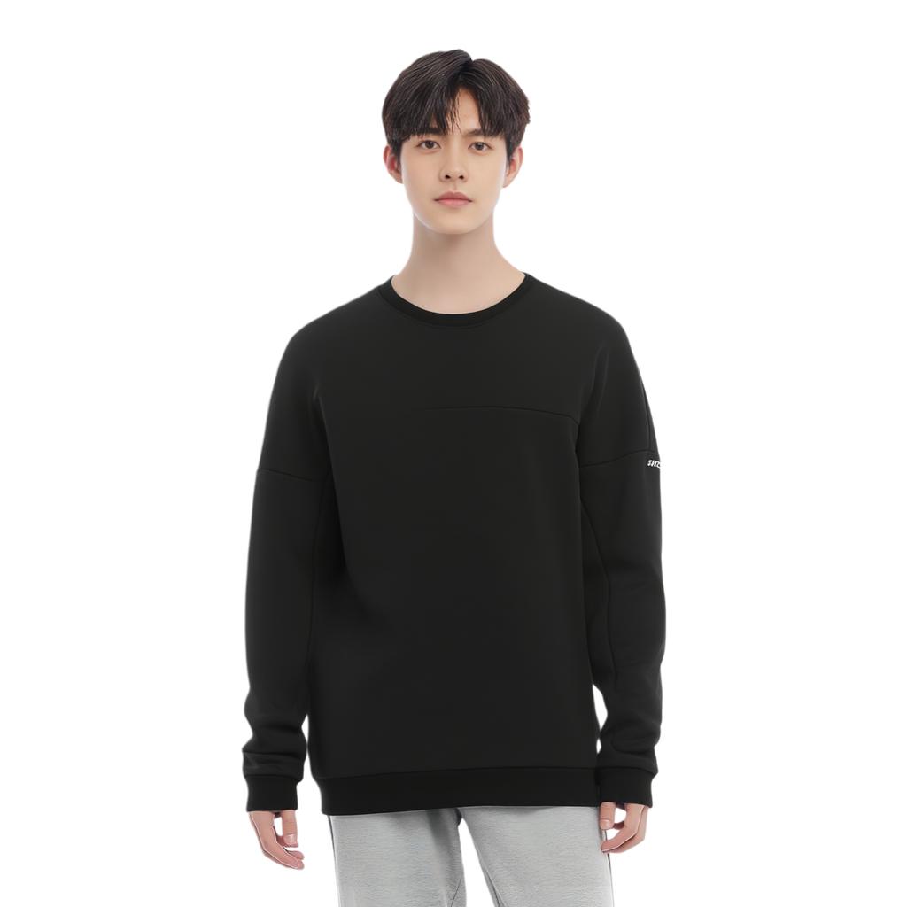 Skechers Letter Round Neck Comfortable Sports Sweatshirt Men Sweatshirt Carbon-Black P423M137-0018