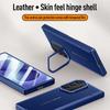 Luxury Matte Leather Folding Hinge Case for Samsung Galaxy Z Fold 8 Ultra Tempered Film Lens Holder Shockproof Protection Cover