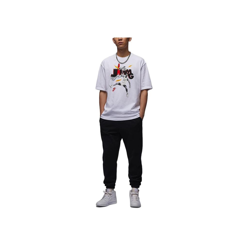 Jordan Round Neck Fashion Versatile Vintage Short Sleeve T-Shirt Men Tops White HJ2930-100