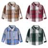 2025 Spring Korean Style Kids' Plaid Cotton Shirt - Long Sleeve, Versatile Lapel, Fashionable Casual for Big and Middle Children