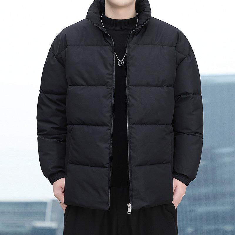Mens Thickened Stand Collar Warm Casual Loose Winter Cotton Padded Jacket