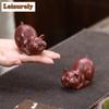 Yixing Purple Clay Fortune Zodiac Pig Tea Pet Elegant Fish Tank Landscaping Tea Figurine Play Toys Tea Statue Ornaments Craft