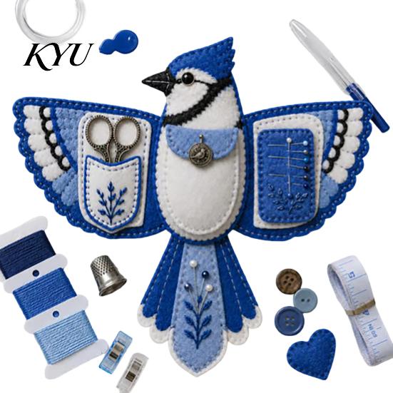 DIY Vogel Näh-Organizer Form Filz-Set, Tragbare Dekorative Basteltasche Handgemachtes Set mit Scherenfach und Nadelkissen, Stickwerkzeuge Zubehör