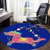 1pc Colorful Horse Ornament Chair Carpet for Office, Round Polyester Mat, Indoor Decor for Office, Easycare Fabric, Washable Non-slip Area Carpet