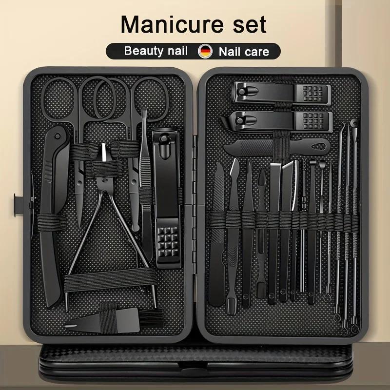 8/12/15/20/24Pcs Stainless Steel Manicure Pedicure Set Nail Clippers Ear Spoon Cutters Scissors Household Beauty Grooming Tools