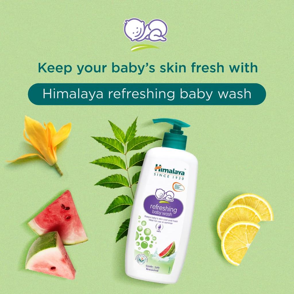 Himalaya Refreshing Baby Wash 400ml Pack For Gentle Cooling Summer Bath With Watermelon Neem Lemon
