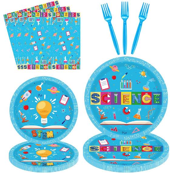 160 PCS Science Party Decorations Mad Scientist Theme Birthday Party Supplies Science Party Paper Dinnerware-Plate, Napkin for kid Science Lab