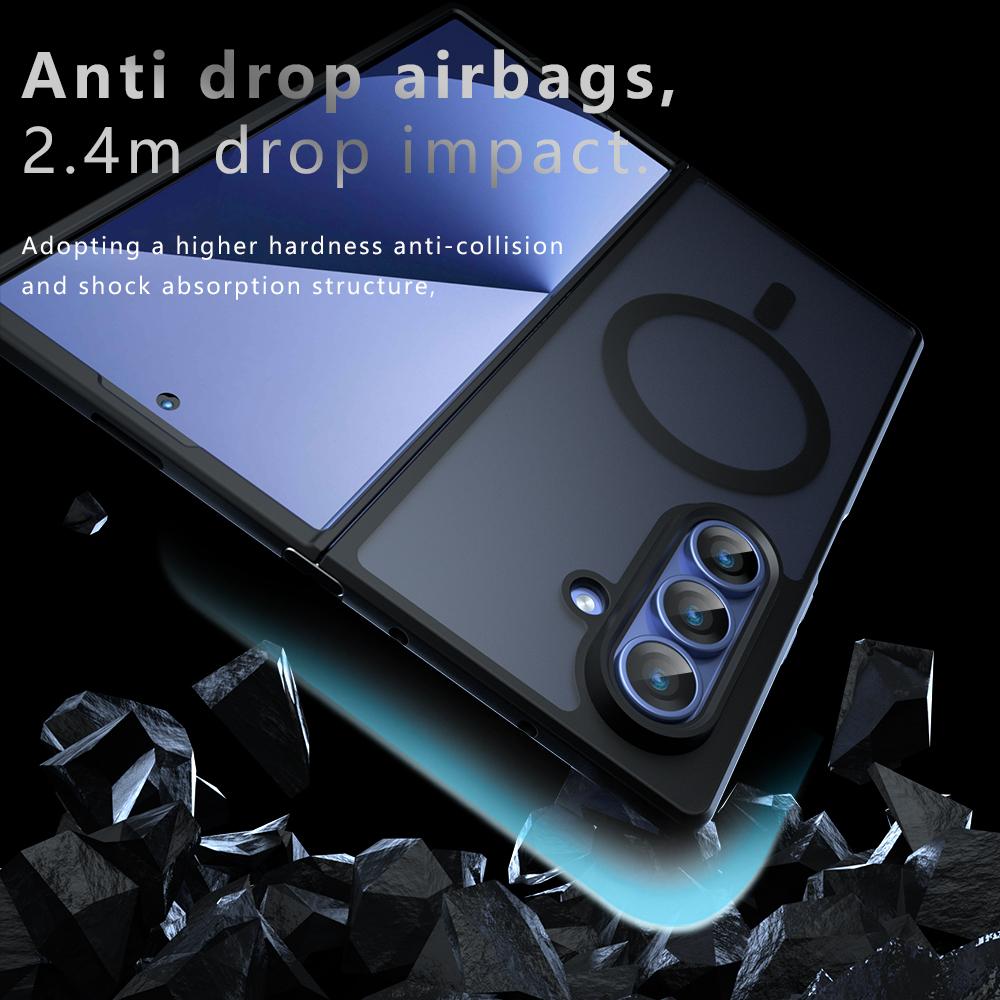 Airbag Drop-proof Phone Case for Samsung Galaxy Z Fold 7 6 5 Fold7 Fold6 Fold5 for Magsafe Transparent Magnetic Back Cover CL007