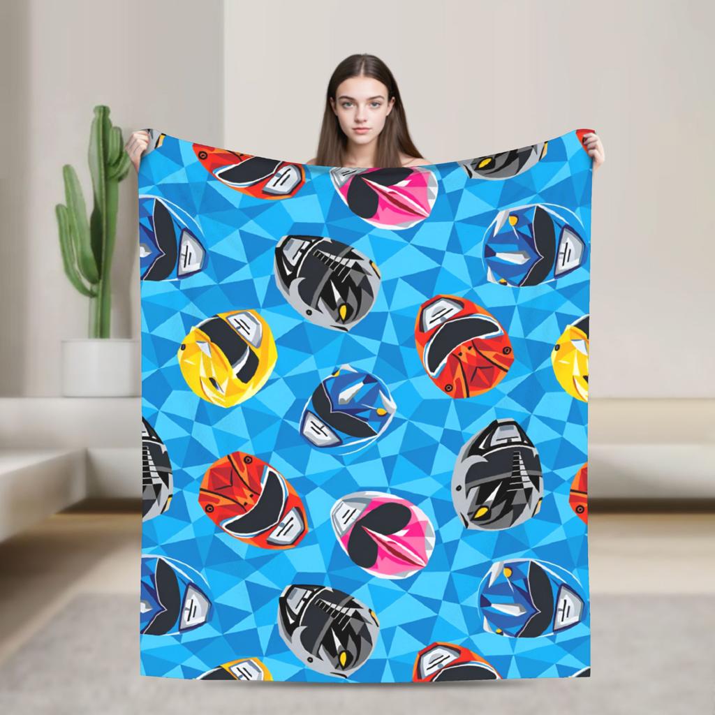 M-Mighty Morphin Super Warm Blankets  Cartoon P-Power Rangers Picnic Plush Bedding Throws Novelty Flannel Bedspread Sofa Bed