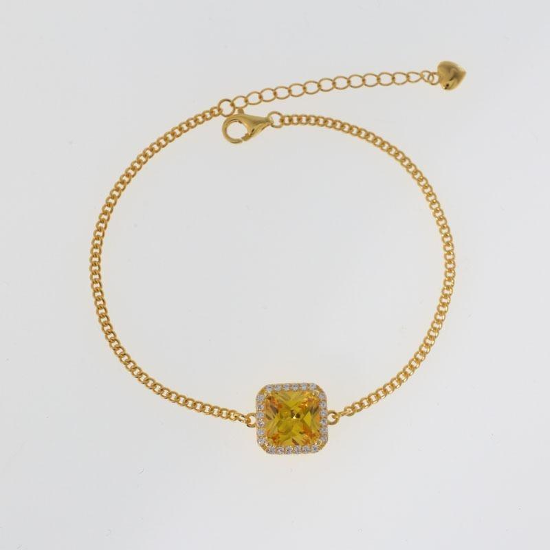 

Маленькое ожерелье с кольцом в виде кубика сахара, желтым бриллиантом, подвеской в виде кубика сахара, цитрином, золотом, женские легкие роскошные украшения для рук высокого класса