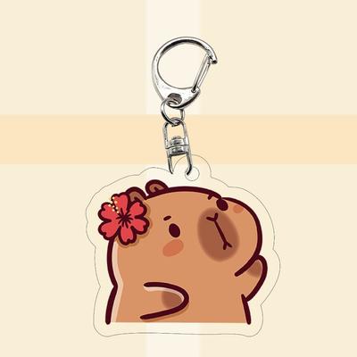 Cute Capybara Acrylic Keychain Schoolbag Ornaments Cartoon Keychain Pendant Charm Keyring Gift
