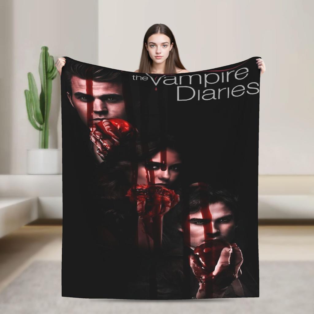 Damon Salvatore Blankets The Vampire Diaries Plush Funny Breathable Throw Blankets for Home Autumn/Winter