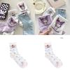 Professional Sports Socks For Girls Breathable Cotton Fabric Cartoon Pattern Suitable For Basketball