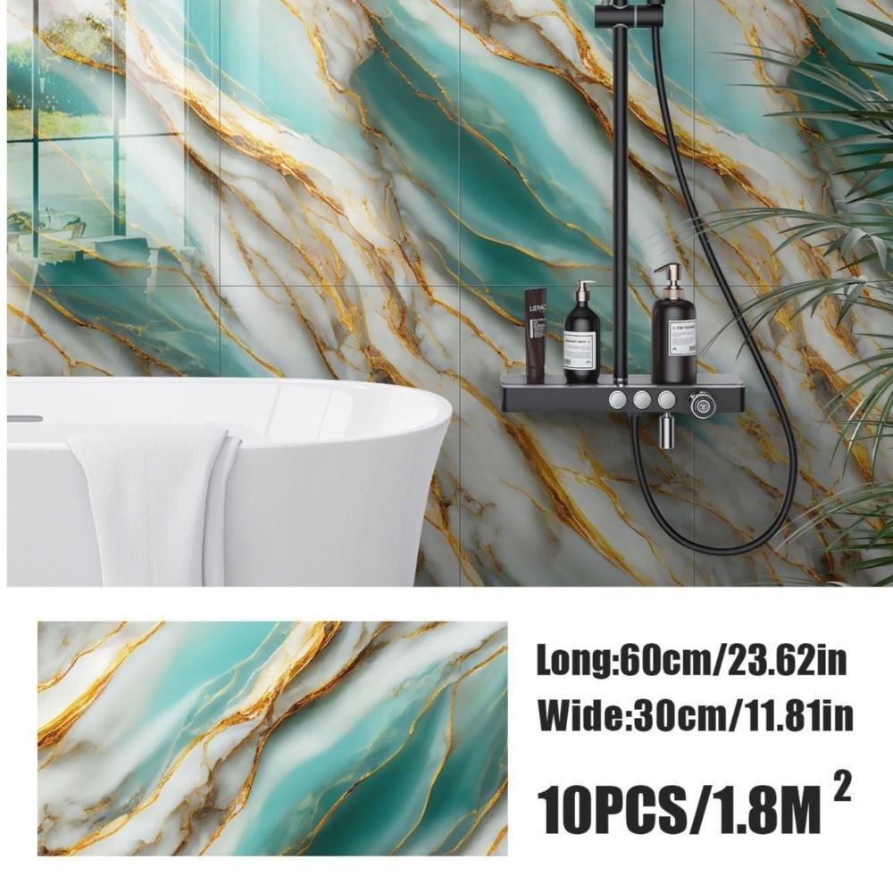 10pcs Imitation Marble 3D Foam Wall Sticker Peel and Stick Renovation Tile Sticker  Room Decor