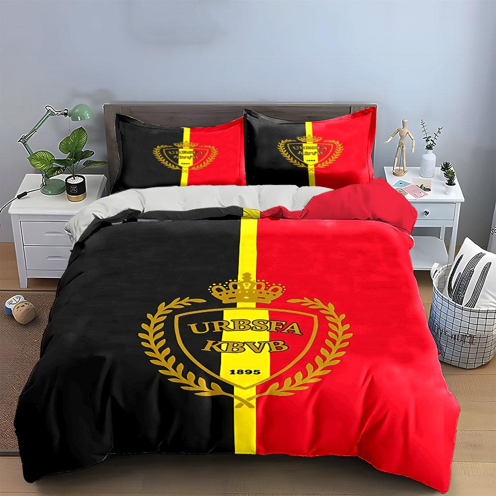 Belgium Soccer Crest Bedding Set Bedding Duvet Cover Set Duvet Cover Pillowcases (1 * Duvet Cover 2 * Pillowcases, without duvet insert)