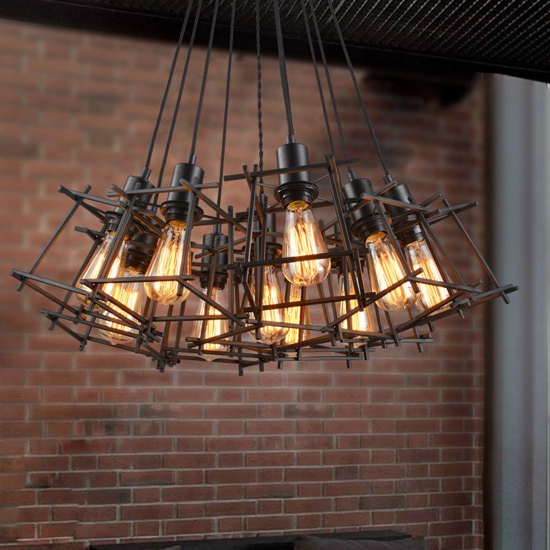 American Retro Industrial Chandelier with Creative Design for Bar and Living Room