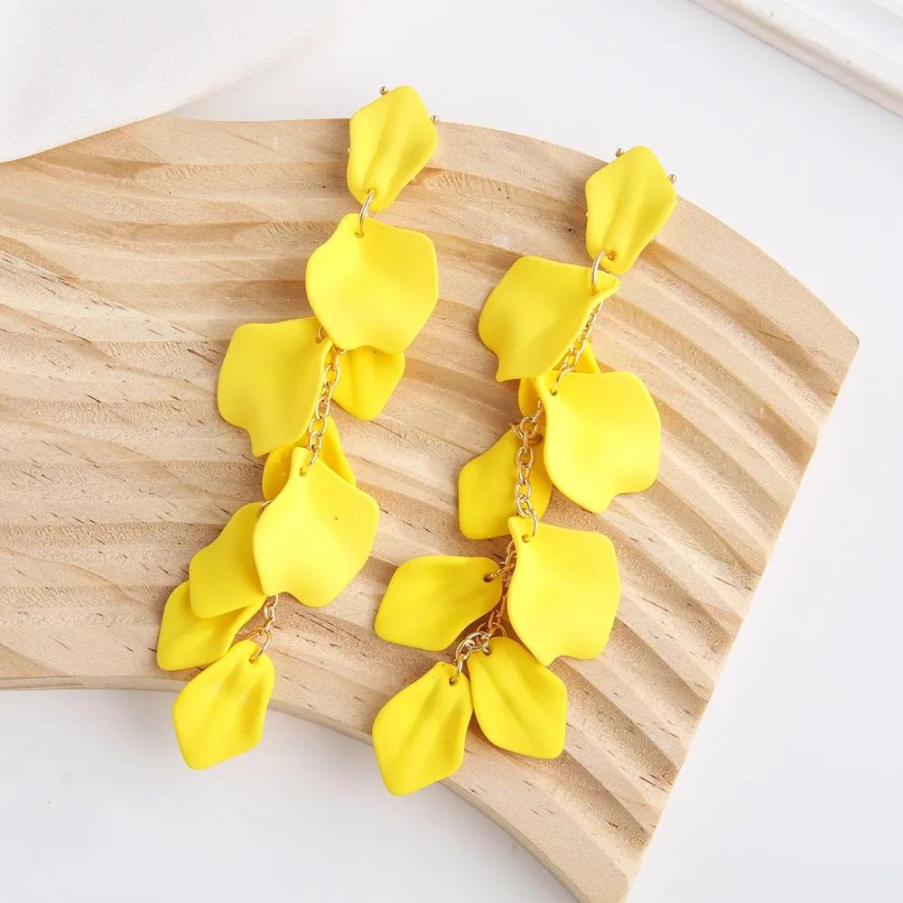 Eleganti Orecchini Pendenti a Petalo e Foglia alla Moda Orecchini Lunghi con Nappe Colorate Retrò Gioielli Esagerati Pendenti per Orecchie Donna