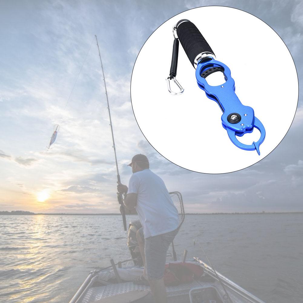 Portable Aluminium Alloy Fishing Grip   Fish Lip Grabber Tool with Weigh Msure Red