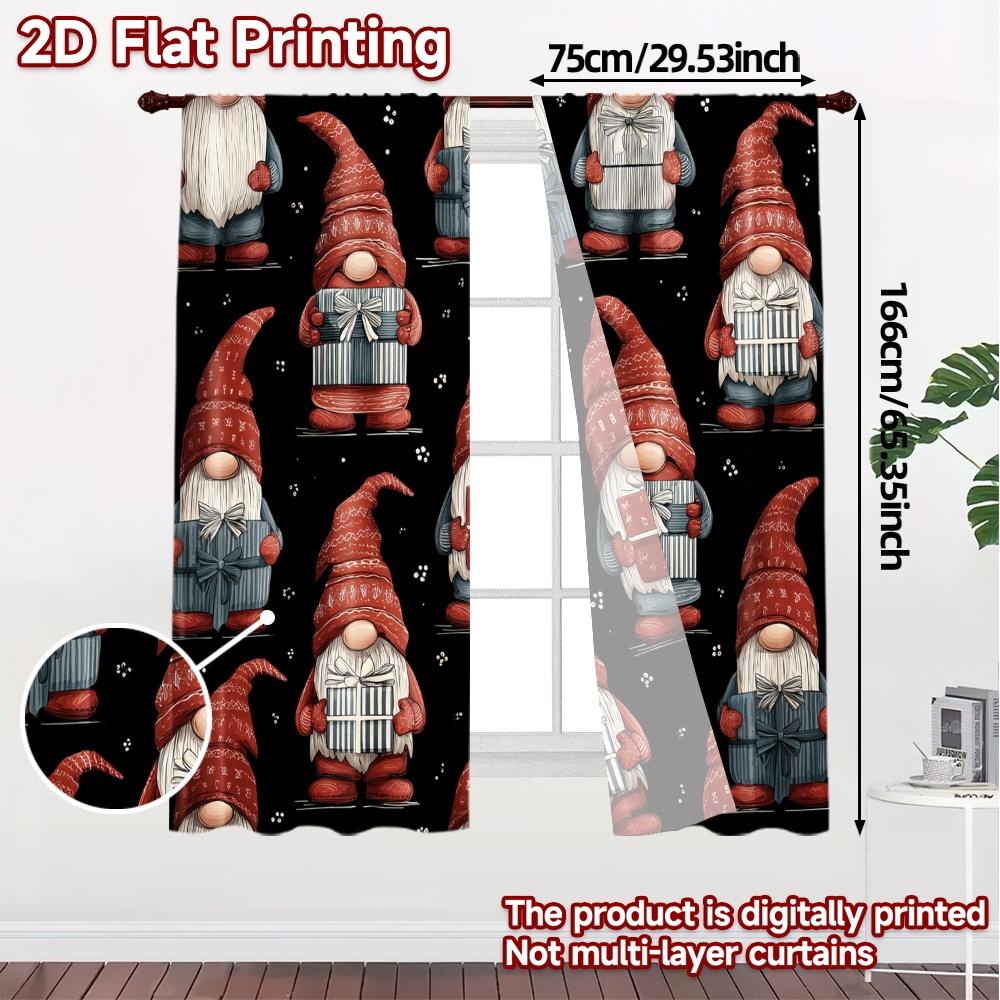 2D Flat Printing  JIT 2pcs   Curtains (Without Rod) GnomeGreetings Popular Pattern Curtains Versatile Polyester Curtains