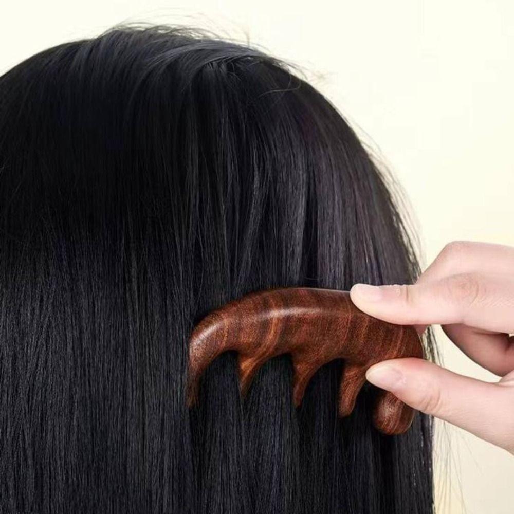 Anti-static Sandalwood Massage Comb Meridian Scrapping Scalp Massage Brush  Hair Care Tool