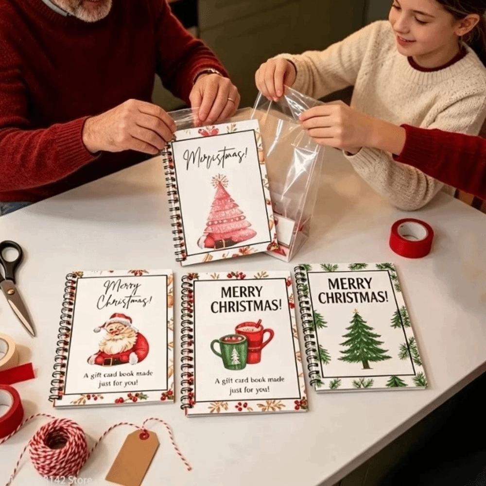 Libro de Tarjetas de Regalo de Navidad con Espiral Cuaderno de Regalo de Navidad DIY Celebración en Casa