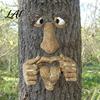 Whimsical Forest Tree Art Glow‑in‑the‑Dark Face Garden Decor Funny Old Man Bark Sculpture Resin Ornament Outdoor Halloween Easter Hugger Yard