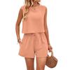 Women's Fashionable Sleeveless Top Solid Color High Waist Shorts Casual Two-piece Set for Women