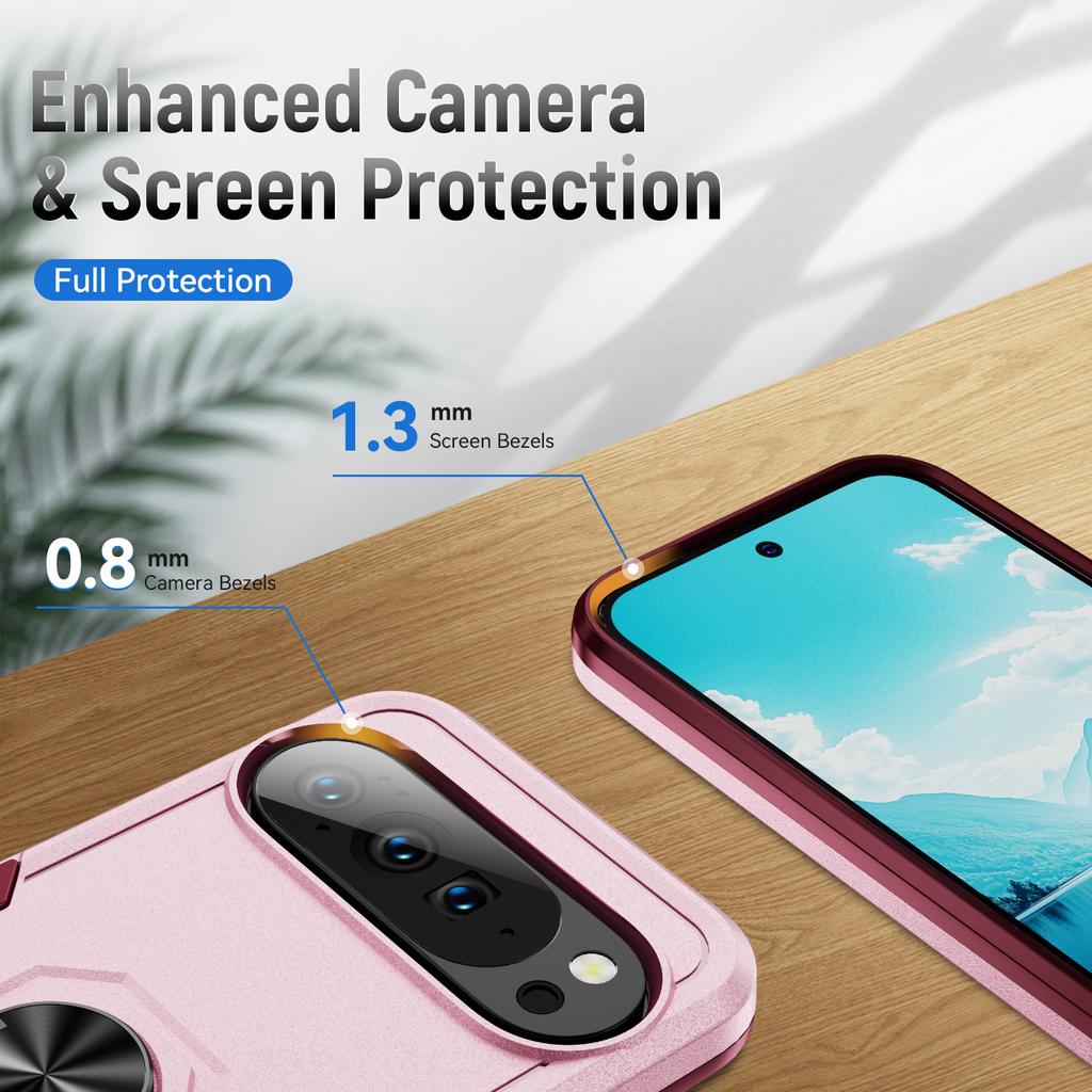 For Google Pixel 10 Pro XL Case Military Grade Ring Kickstand PC + TPU Phone Cover