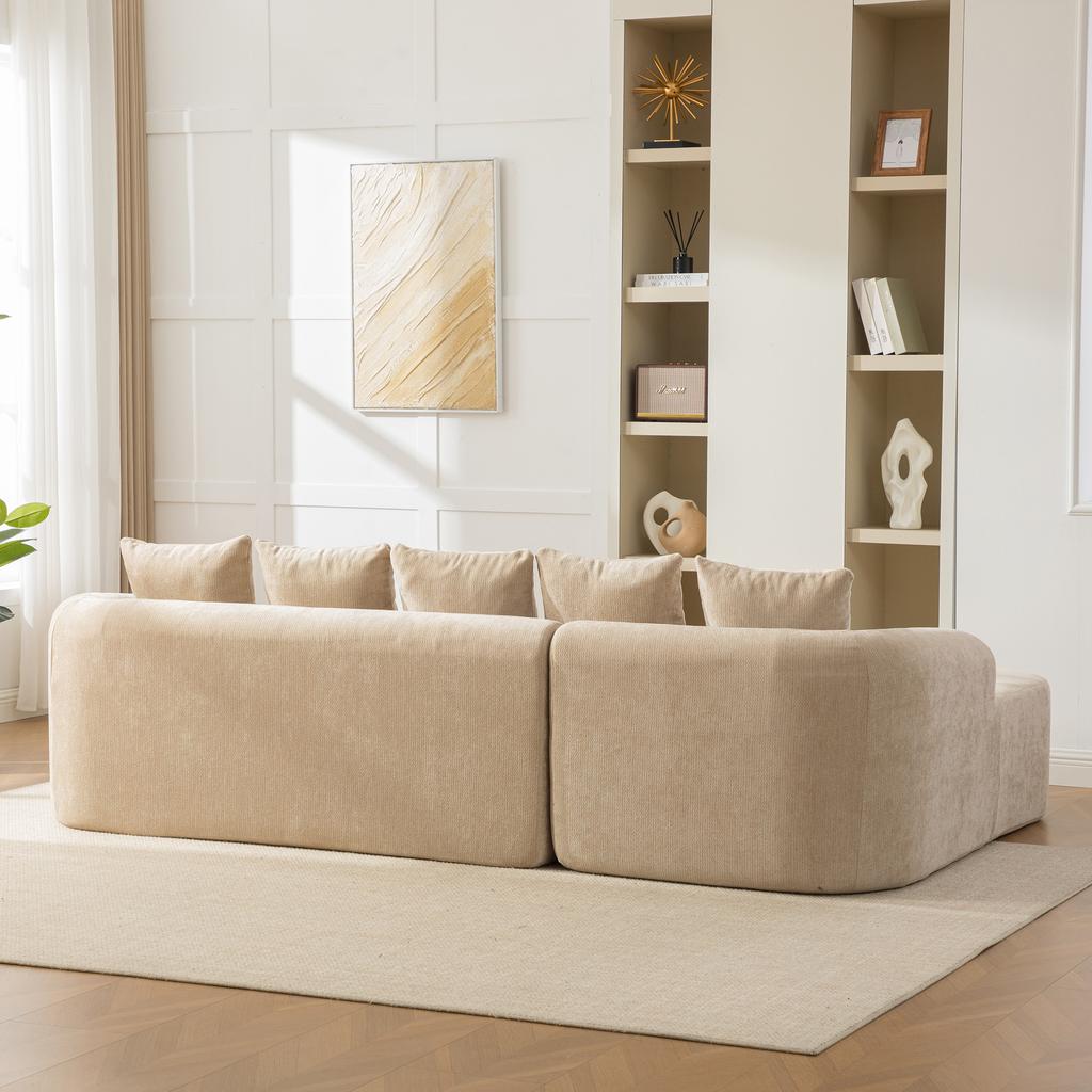 Modular Compression Sofa Made of Chenille Fabric, Filled with 30D High-elastic Foam. Easy To Move, Non-slip Floor, Ideal for Living room.LIGHT KHAKI