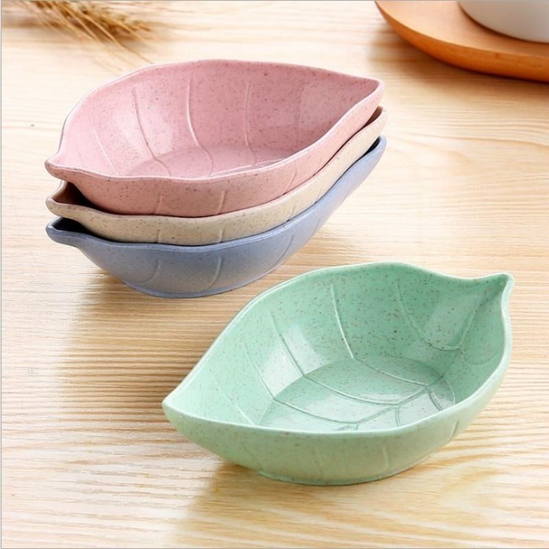 2023 New Pcs Wheat Straw Leaf Shaped Plate Food-Snack Dish Ramen Bowl  Coconut Bowl