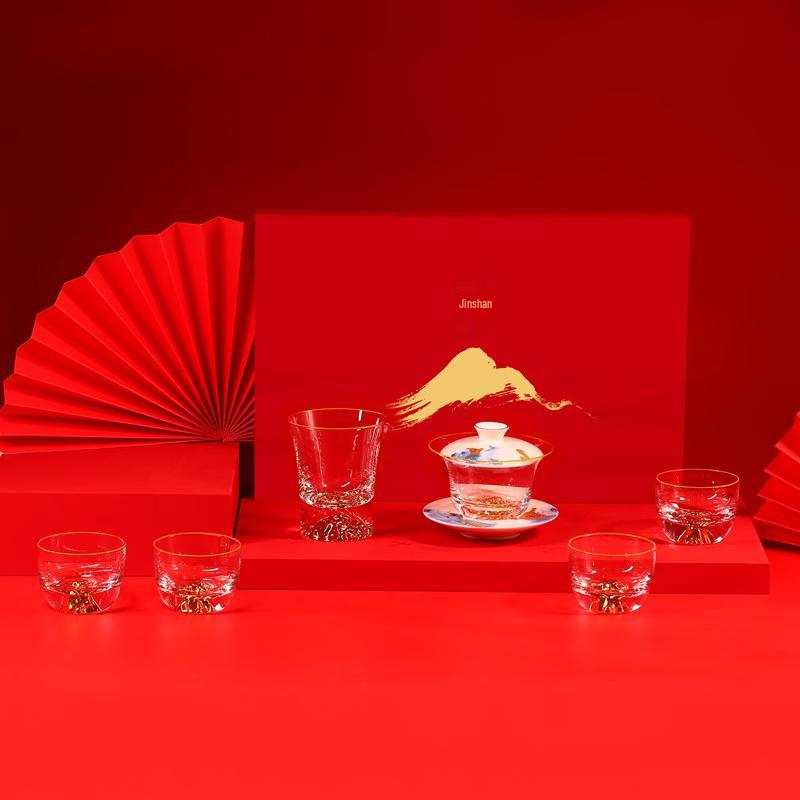 Ge Bei Tang Jinshan Blue Phantom Glass Kung Fu Tea Set, 8-Piece