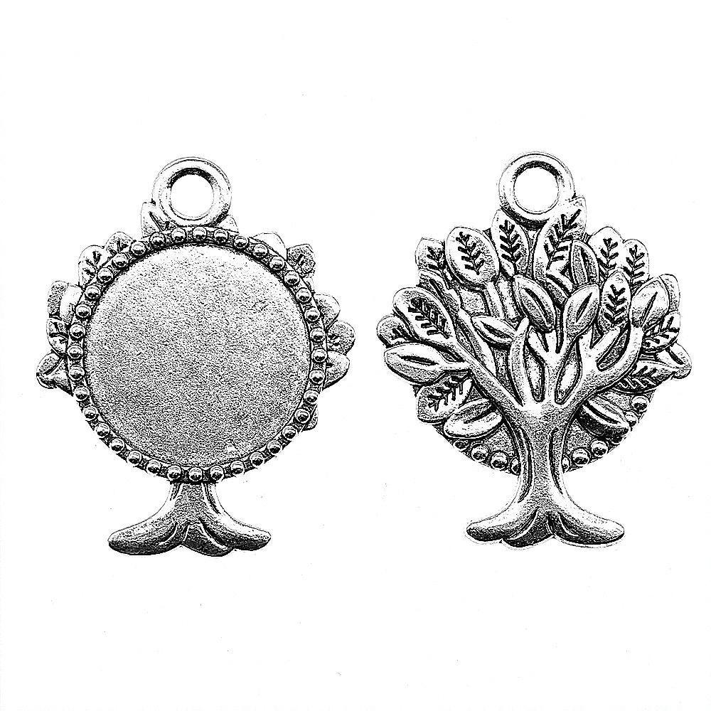 

2шт Круглый стиль дерева Камея Кабошон Кулон База Настройка Ювелирные компоненты Аксессуары Античное серебро Цвет Цинковый сплав 30 мм