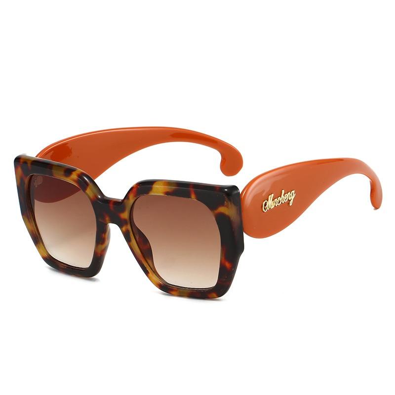 New Retro Leopard Gradient Square Women And Men Sunglasses  Personality Luxury Colorful Frame Casual Versatile Glasses Uv400
