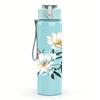 1PC White Watercolor Floral Graphic,750ml Color Plastic Sports Water Bottle,Leakproof Flip Straw Lid,Suitable for Sports Office Home Use