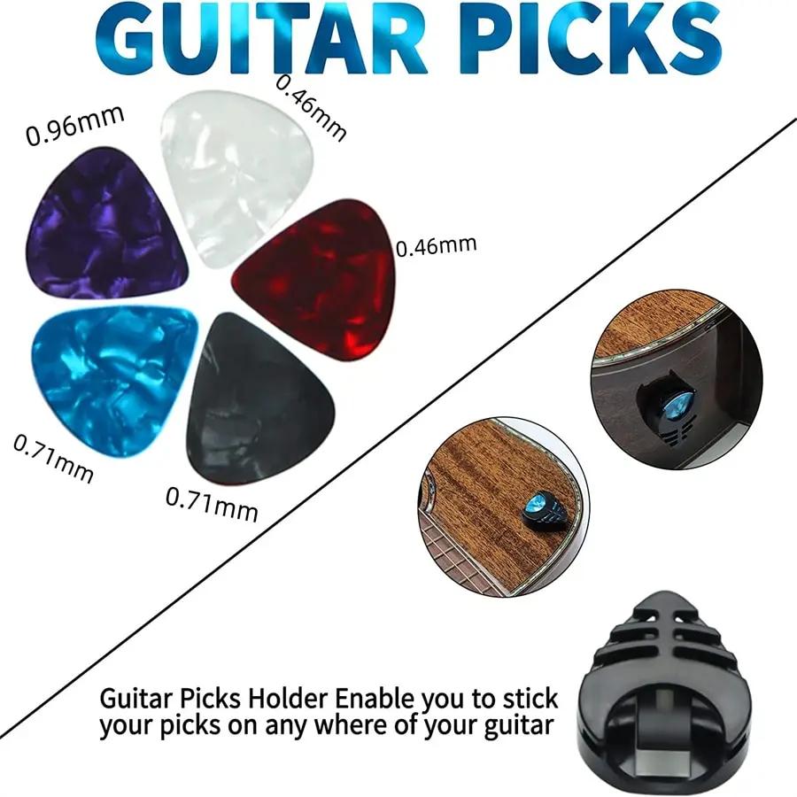 7 ks Kytarové kapodastry pro akustické a elektrické kytary s 5 trsátky a 1 držákem