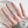 S925 Silverpläterad minimalistisk flerlagers öppen ring för kvinnor
