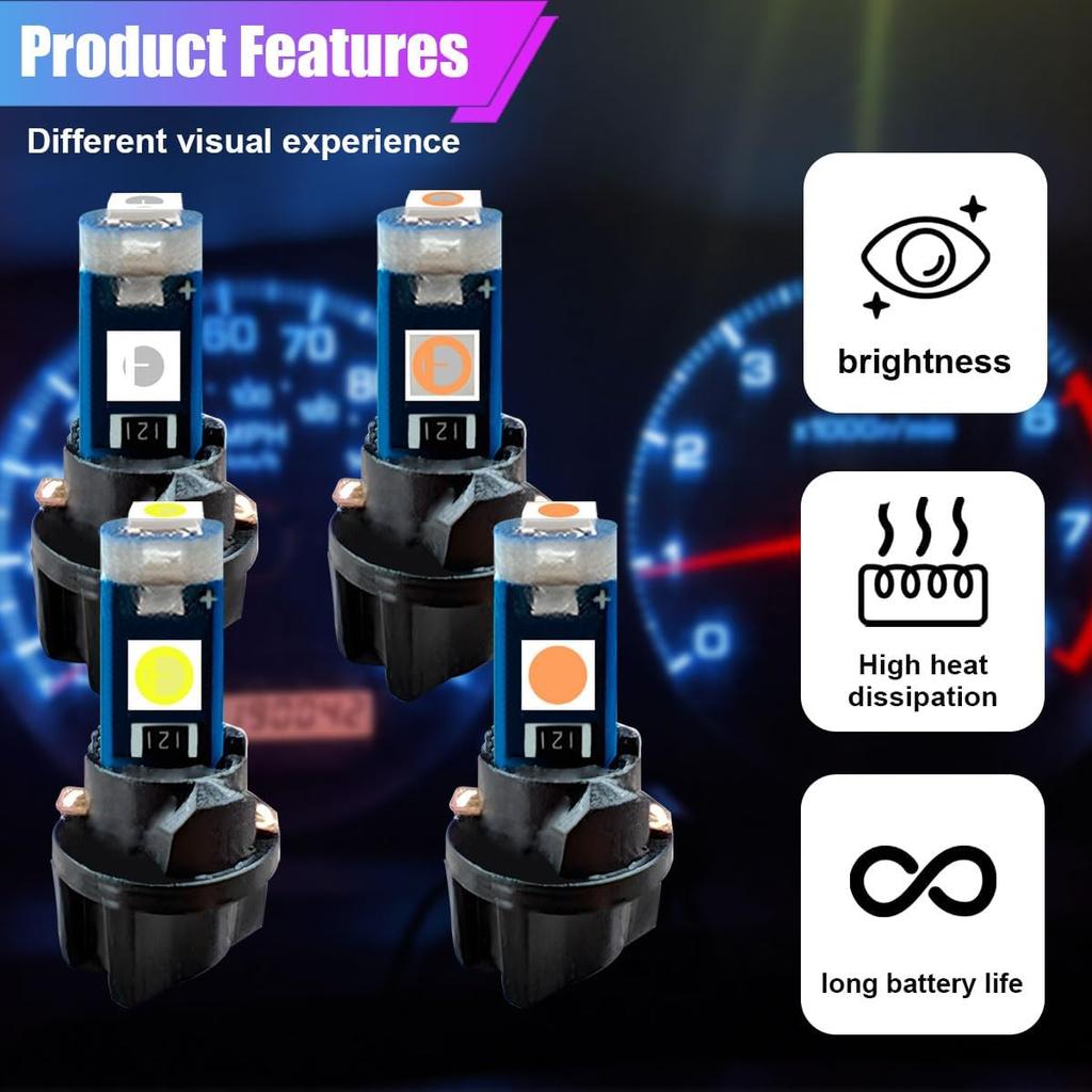 10PCS T5 LED Bulb with Twist Lock Socket- 74 37 2721 PC74 PC37 LED Dashboard Trument Panel Gauge Cluster Indicator Light Bulbs- Bright 3030 SMD 12