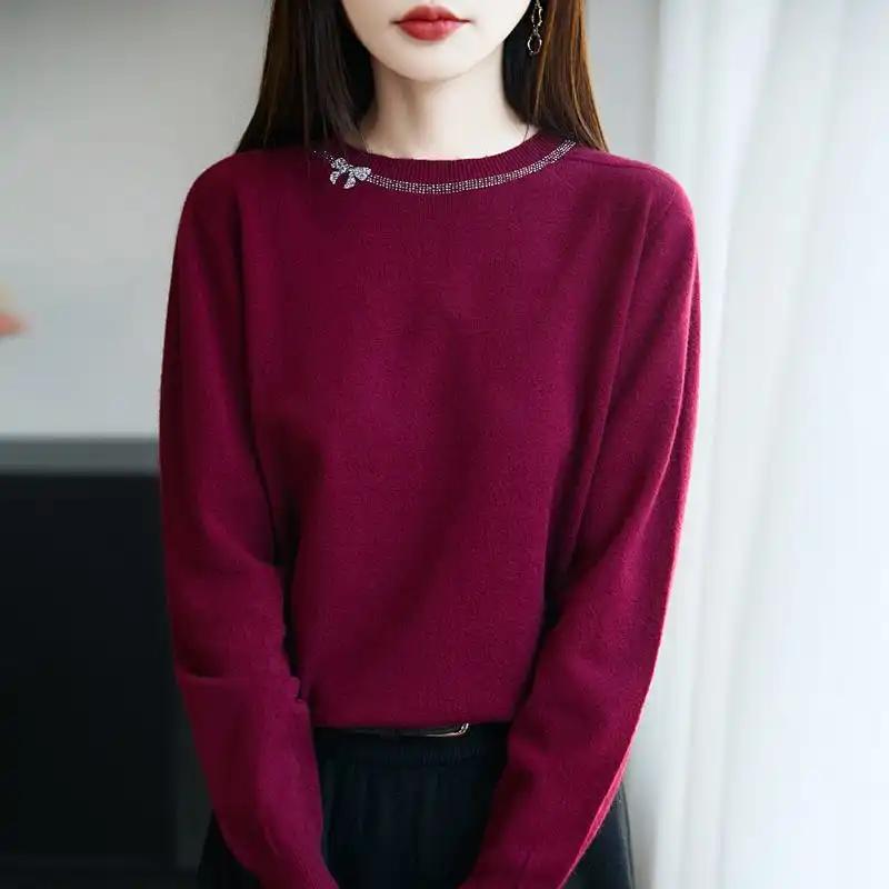 

Женский вязаный свитер с горячим ромбом, осенне-зимний, свободный, теплый, с длинным рукавом S красный