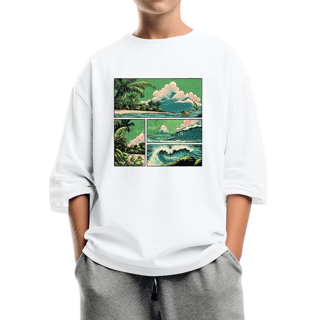 Children's Fashion Printed Round Neck Seven Sleeve Top Casual T-Shirt