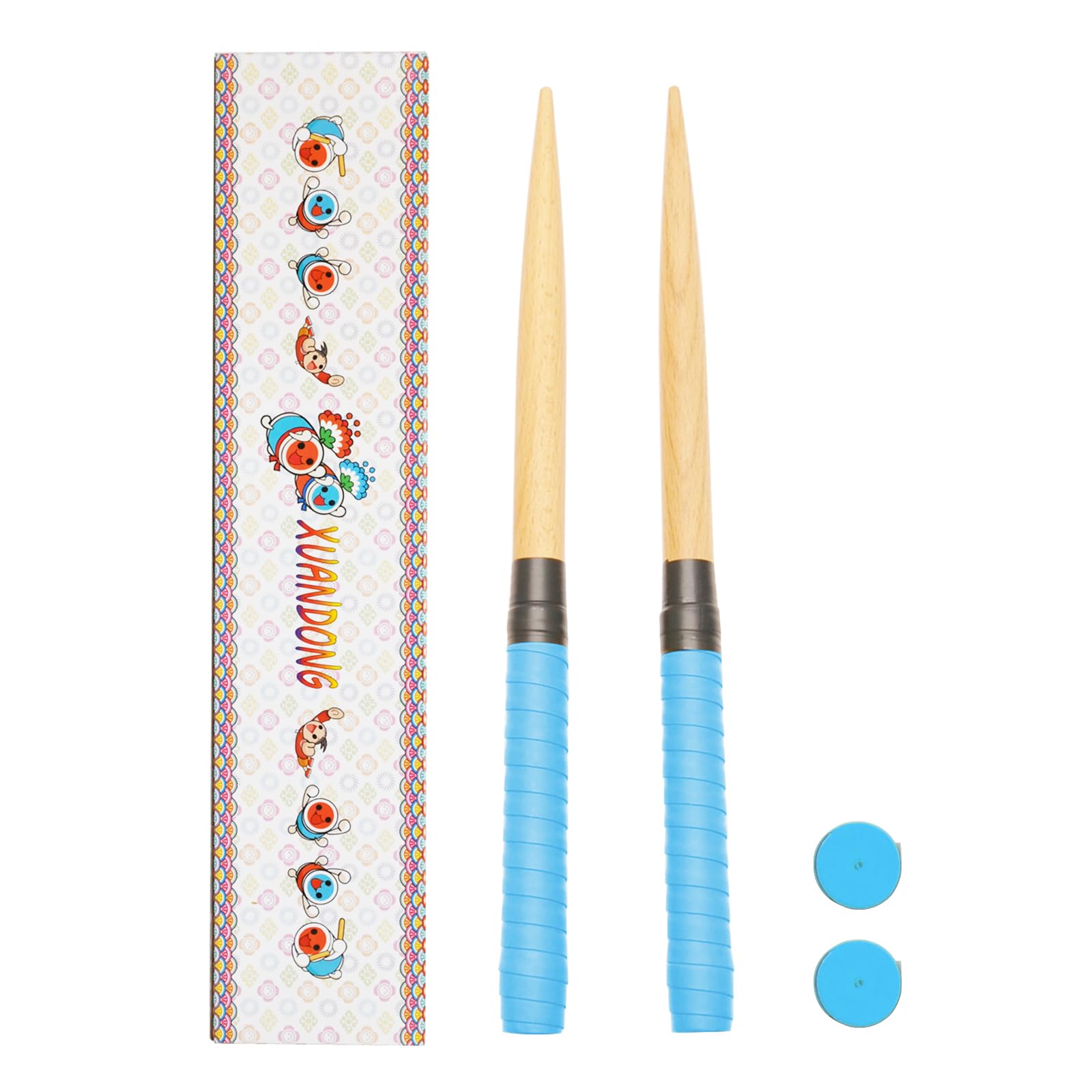 

XUANDONG Applicable Taiko no Tatsujin Maibachi Taiko Drumstick Сменная рукоятка Глянцевая коническая деревянная бита из твердой древесины с заостренным концом, простая в использовании рулонная