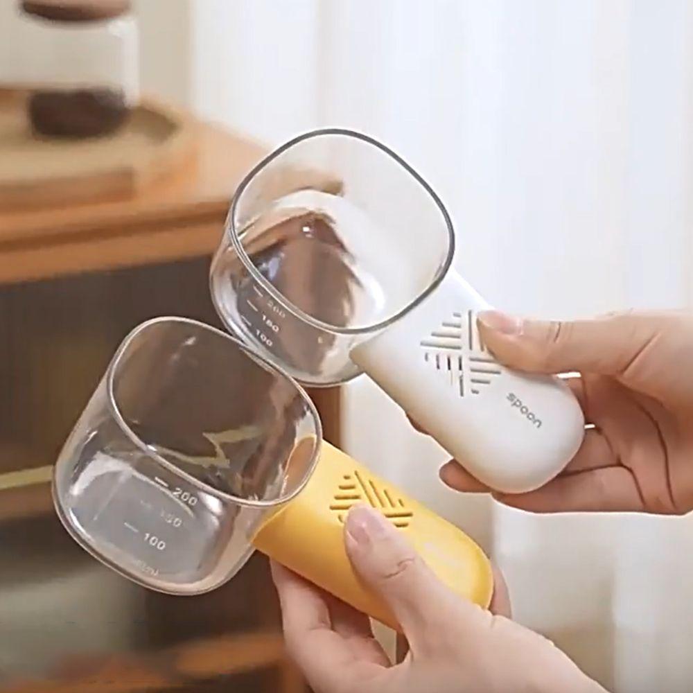 2Pcs With Scale Measuring Rice Spoon Removable Handle Pet Food Scoop Grain Spoon  Cat/Dog Food